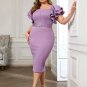 Square Collar Ruffle Midi Bodycon Dress