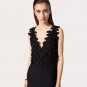 V Neck Sleeveless Flower Mini Bodycon Dress