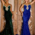Strapless Sleeveless Sequins Maxi Bodycon Dress