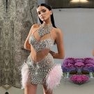 Halter Sleeveless Rhinestone Mini Bodycon Dress
