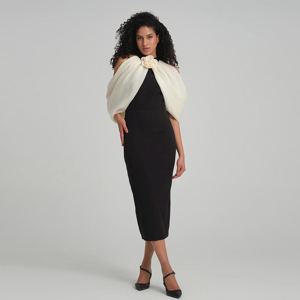 Halter Sleeveless Splicing Midi Dress