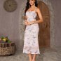 Open Back Print Lace-up Long Dress