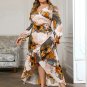 V Neck Long Sleeve Colorful Maxi Bodycon Dress