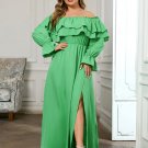 Off Shoulder Long Sleeve Flouncy Maxi Bodycon Dress
