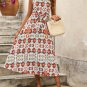 Semi-High Collar Sleeveless Abstract Pattern Midi Bodycon Dress