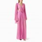 V Neck Long Sleeve Ruched Maxi Dress