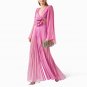 V Neck Long Sleeve Ruched Maxi Dress