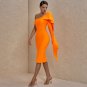 Bowknot Asymmetrical One Sleeve Bandage Dress