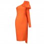 Bowknot Asymmetrical One Sleeve Bandage Dress