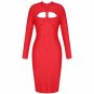 High Neck Long Sleeve Cut Out Over Knee Bandage Dress