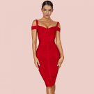 Strappy Short Sleeve Striped Over Knee Bandage Dress