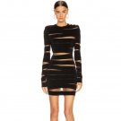 Round Neck Long Sleeve Mesh Mini Bandage Dress
