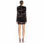 Round Neck Long Sleeve Mesh Mini Bandage Dress