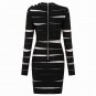 Round Neck Long Sleeve Mesh Mini Bandage Dress