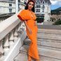 V Neck Short Sleeve Backless Maxi Bandage Dress