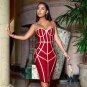 Strappy Sleeveless Striped Over Knee Bandage Dress