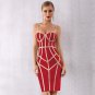 Strappy Sleeveless Striped Over Knee Bandage Dress