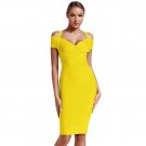V Neck Mid Sleeve Striped Over Knee Bandage Dress