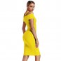 V Neck Mid Sleeve Striped Over Knee Bandage Dress