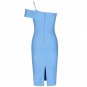 One Shoulder Short Sleeve Asymmetrical Over Knee Bandage Dress