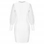 V Neck Long Sleeve Mesh Mini Bandage Dress
