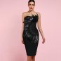 Strapless Sleeveless Feather Over Knee Bandage Dress