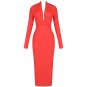 V Neck Long Sleeve Mini Bandage Dress