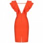V Neck Sleeveless Frill Over Knee Bandage Dress