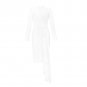 Round Neck Long Sleeve Frill Midi Bandage Dress