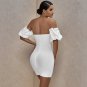 Off Shoulder Short Sleeve Backless Mini Bandage Dress