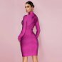 High Neck Long Sleeve Cut Out Midi Bandage Dress