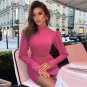 High Neck Long Sleeve Plain Mini Bandage Dress