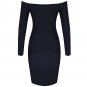 Off Shoulder Long Sleeve Slit Midi Bandage Dress