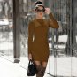 High Neck Long Sleeve Plain Mini Bandage Dress