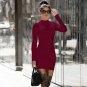 High Neck Long Sleeve Plain Mini Bandage Dress