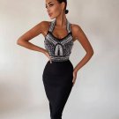 Halter Sleeveless Beaded Over Knee Bandage Dress