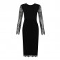 Round Neck Long Sleeve Lace Midi Bandage Dress