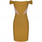 Off Shoulder Short Sleeve Striped Midi Bandage Dress