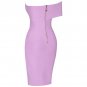 Off Shoulder Short Sleeve Asymmetrical Midi Bandage Dress