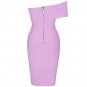 Off Shoulder Short Sleeve Asymmetrical Midi Bandage Dress