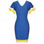 V Neck Short Sleeve Frill Over Knee Bandage Dress