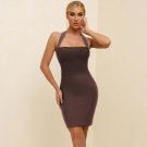 Halter Sleeveless Plain Mini Bandage Dress