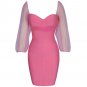 Square Collar Short Sleeve Mesh Mini Bandage Dress