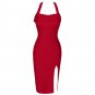 Halter Sleeveless Slit Midi Prom Dress