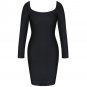 Square Collar Long Sleeve Plain Midi Bandage Dress