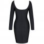 Square Collar Long Sleeve Plain Midi Bandage Dress