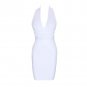 Halter Sleeveless Striped Midi Bandage Dress