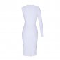 V Neck Long Sleeve Asymmetrical Midi Bandage Dress
