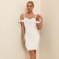 Strappy Short Sleeve Plain Midi Bandage Dress