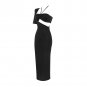 Halter Short Sleeve Asymmetrical Over Knee Bandage Dress
